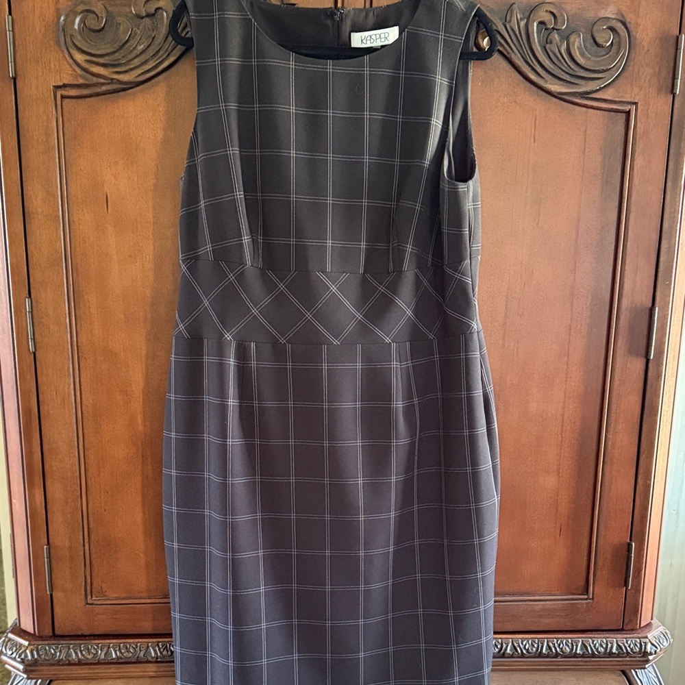 Kasper Black Plaid Pencil Dress